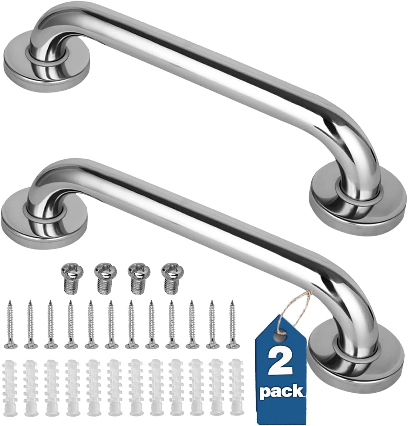 2 Pcs Grab Bars for Bathroom, Stainless Steel Shower Grab Bar, 12 inch