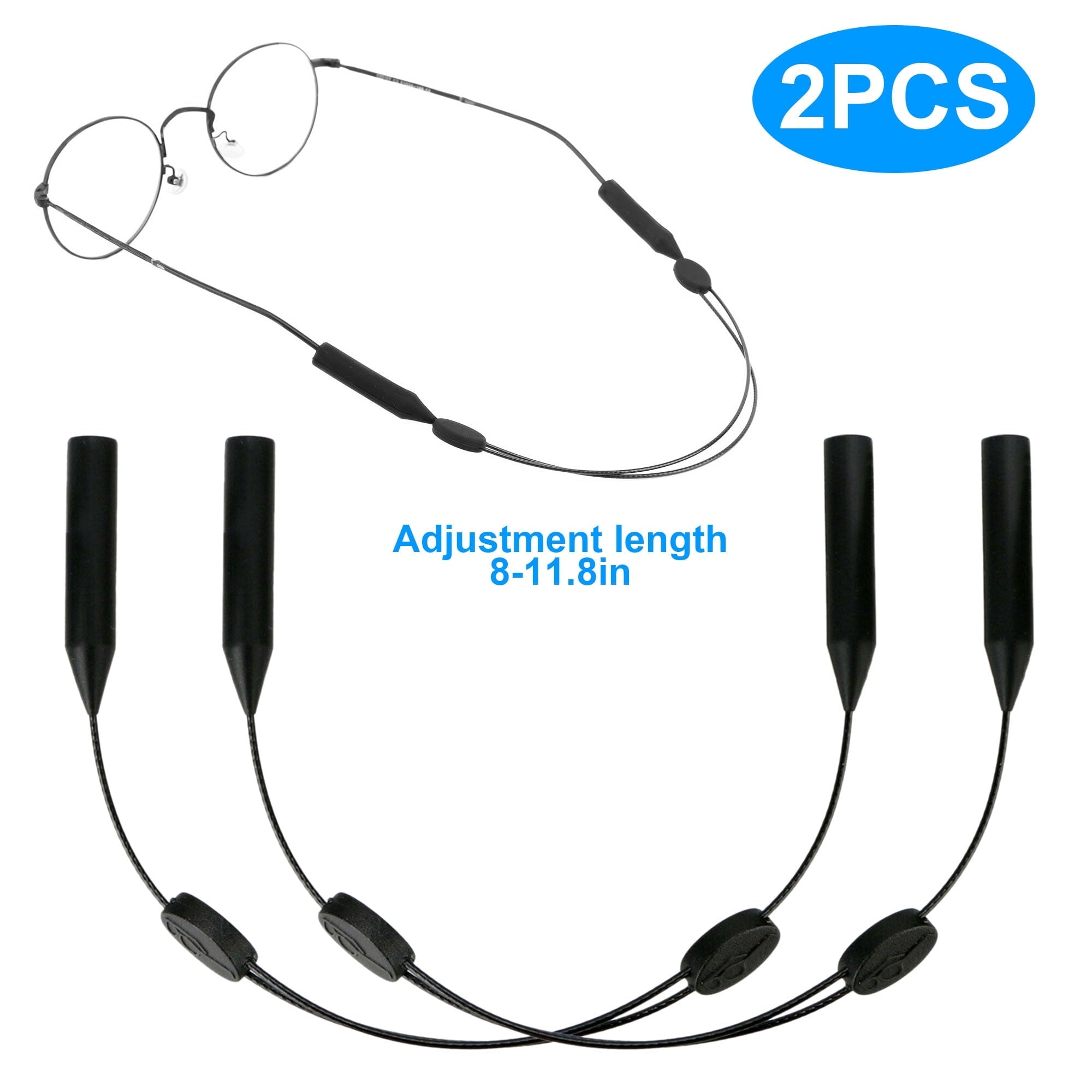 2pcs Adjustable Glasses Straps, GYDEK Silicone Eyeglass Neck String Holder, No Tail Eyewear Retainer