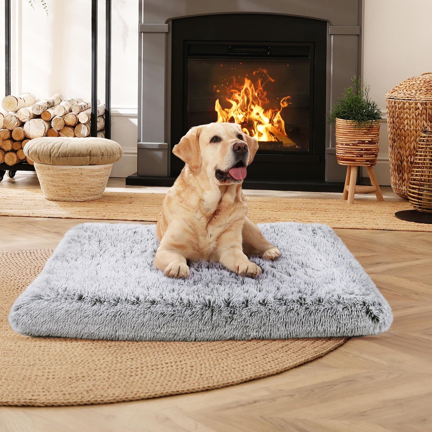 Qunler Dog Bed for Large Dogs, Washable Egg Crate Memory Foam Orthopedic Cozy Soft Long Plush Calming Pet Bed for Large Medium Size Dogs Crate, 36\