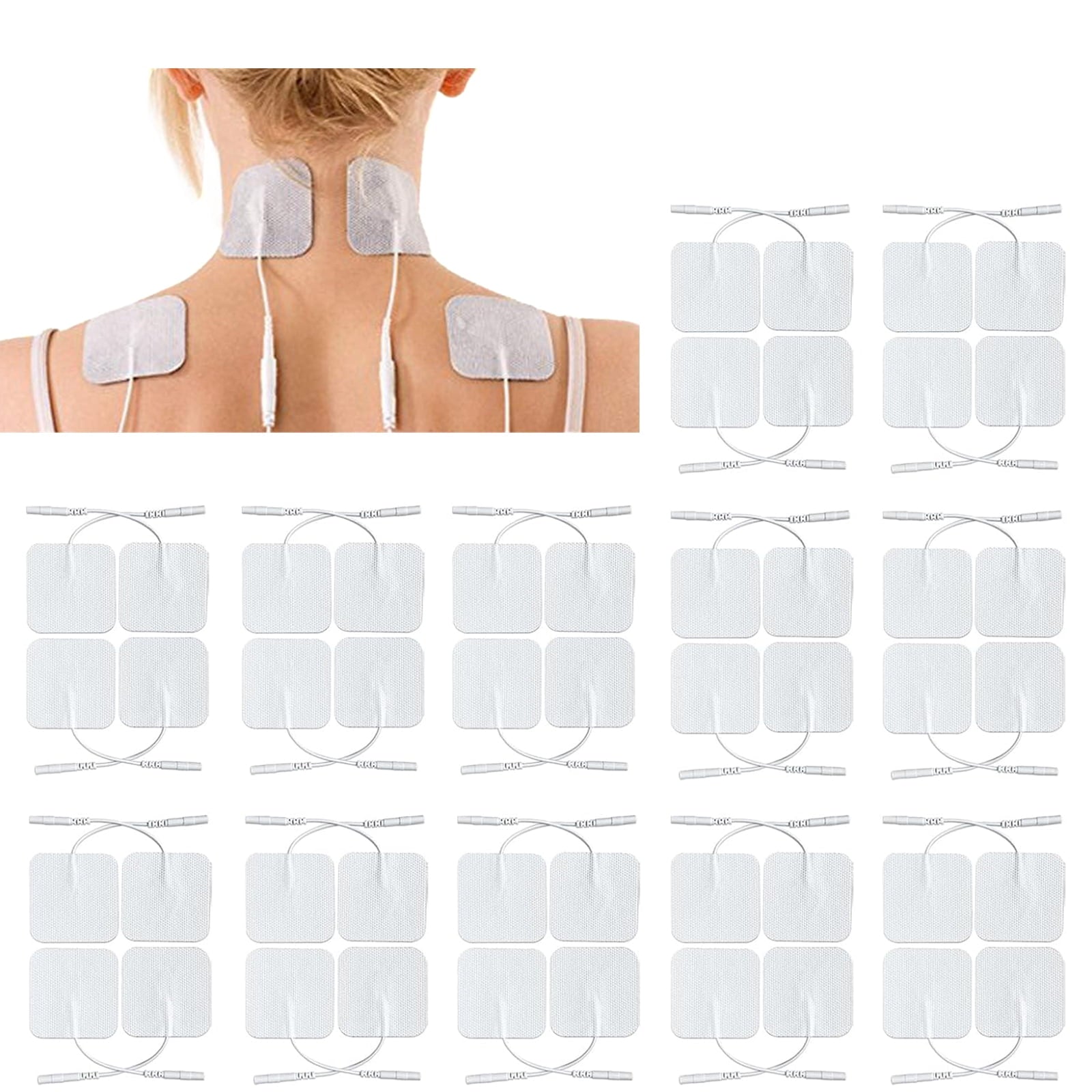 40 Electrode Pads Tens EMS Machine Units 2x2Inch White Cloth BULK