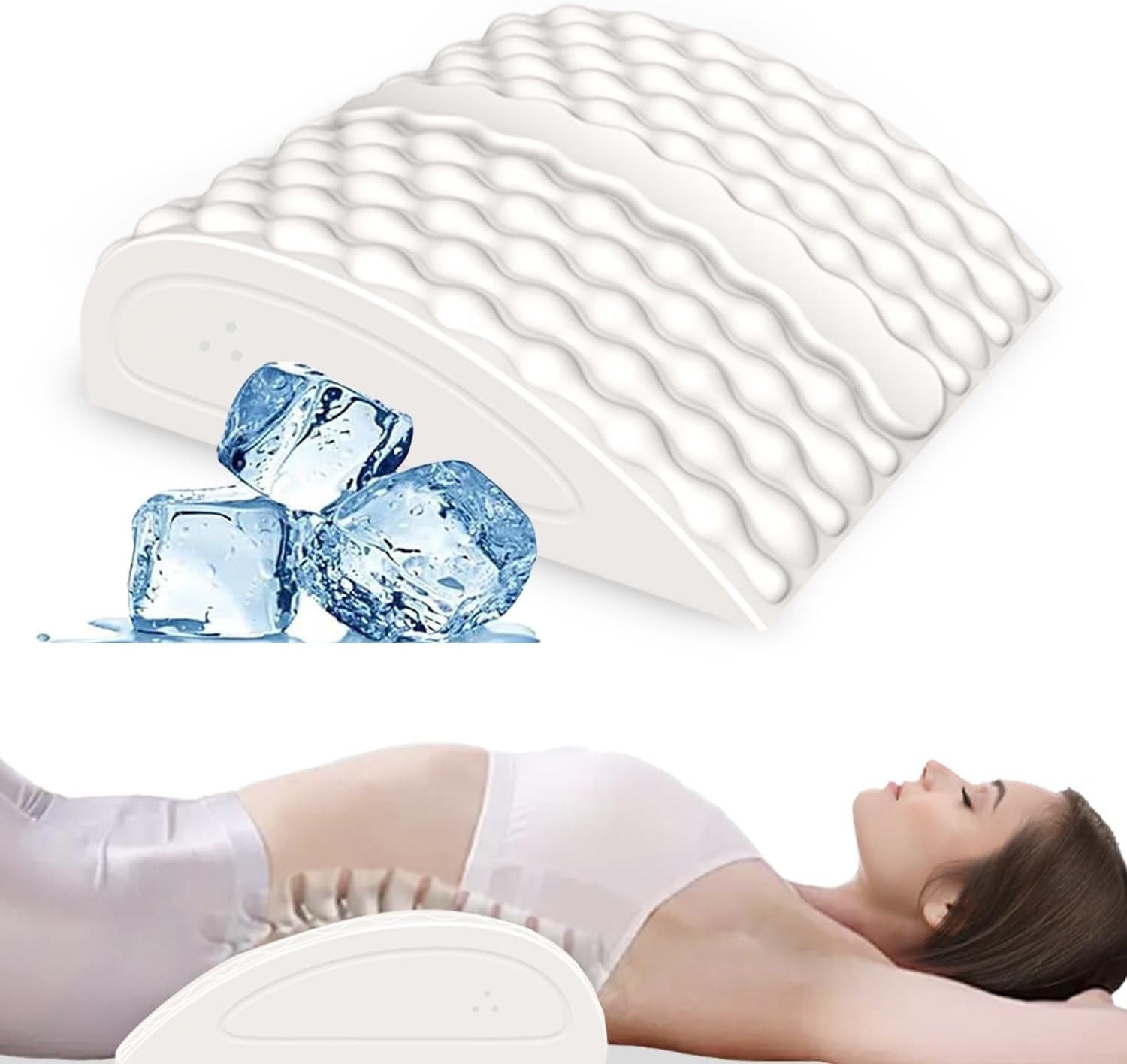 Erhuida Hot & Cold Therapy Sciatica Pain Relief Pillow - FSA/HSA Eligible, Ice Massage & Heating Strecthing - Lumbar Support Pillow Immediate Relief for Back Hip Leg & Knee, Ultra Soft - 100% Natural