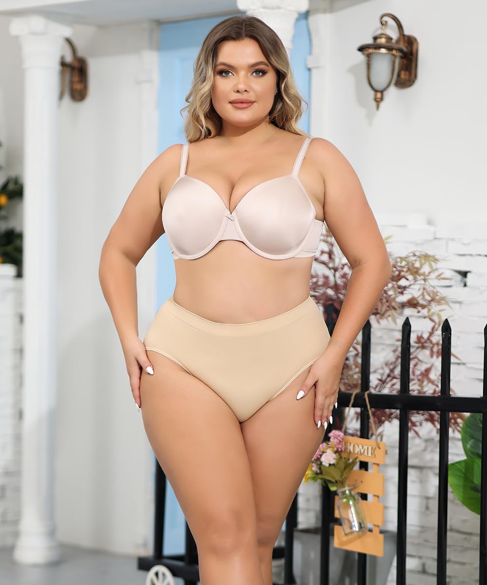 1 Pack Plus Size Womens Underwear High Waist Tummy Control Knickers Full Coverage Briefs Ladies Panties Shapewear Panties