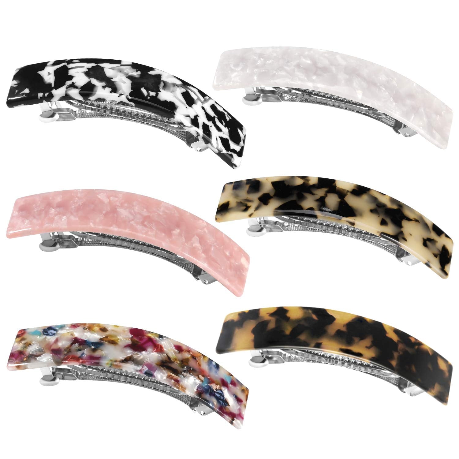 6long DISEN Skinny Hair Barrettes Large Automatic Hair Clip Tortoise Shell Hair Accessories For Women Girls Thick Hair,6 Color Available