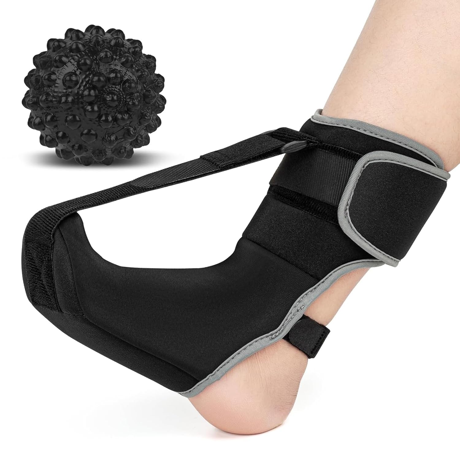Plantar Fasciitis Night Splint Sock: Unisex Plantar Fasciitis Brace with Massage Ball for Foot Pain Relief by Plantar Fasciitis Achilles Tendonnitis Foot Drop Heel Spur Flat Arch - Small