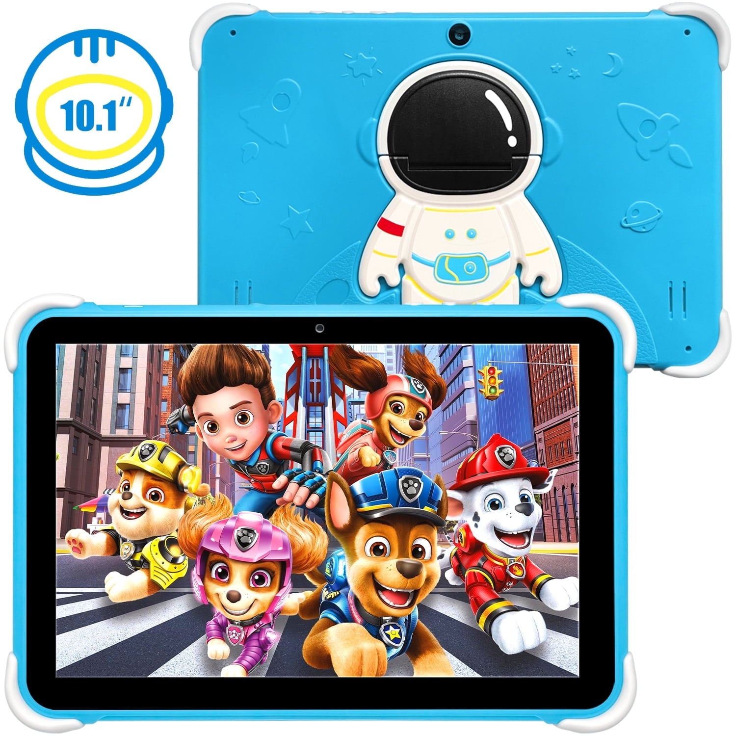 10.1 inch Kids Tablet, 64GB Storage WiFi Android 14 Tablet for Kids, HD Touch Screen, Parental Control, Learning Tablet with IWAWA Application, Children's Tablet with Blue Case S1