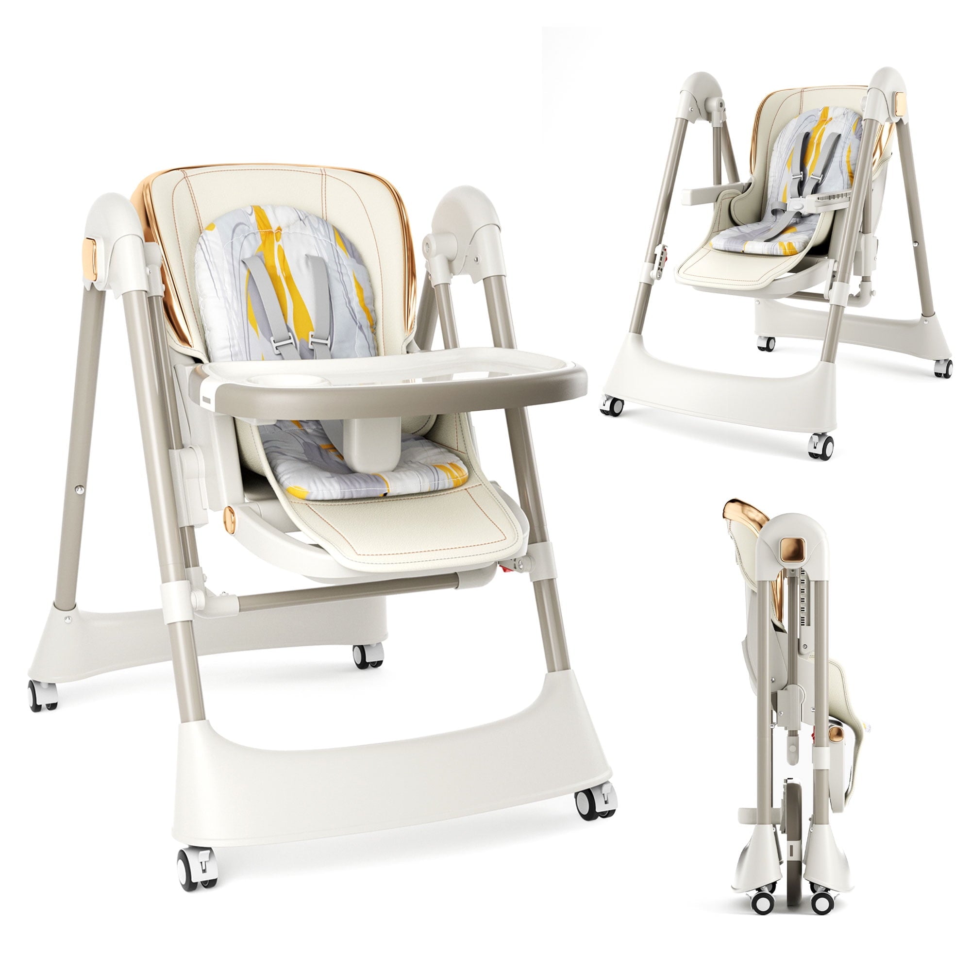 TouHeart 2 in 1 Baby High Chair, Convertible Highchairs and Swings Combo for Babies and Todddlers, White