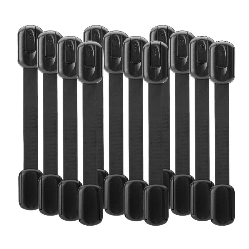 Child Safety Strap Locks, 12 Pack, Black, Baby Cabinet Locks, Toilet Locks Baby Proof, Child Proof Drawer Locks, Cabinet Baby Locks for Cabinets, Child Proof Cabinet Locks, Drawer Child Locks