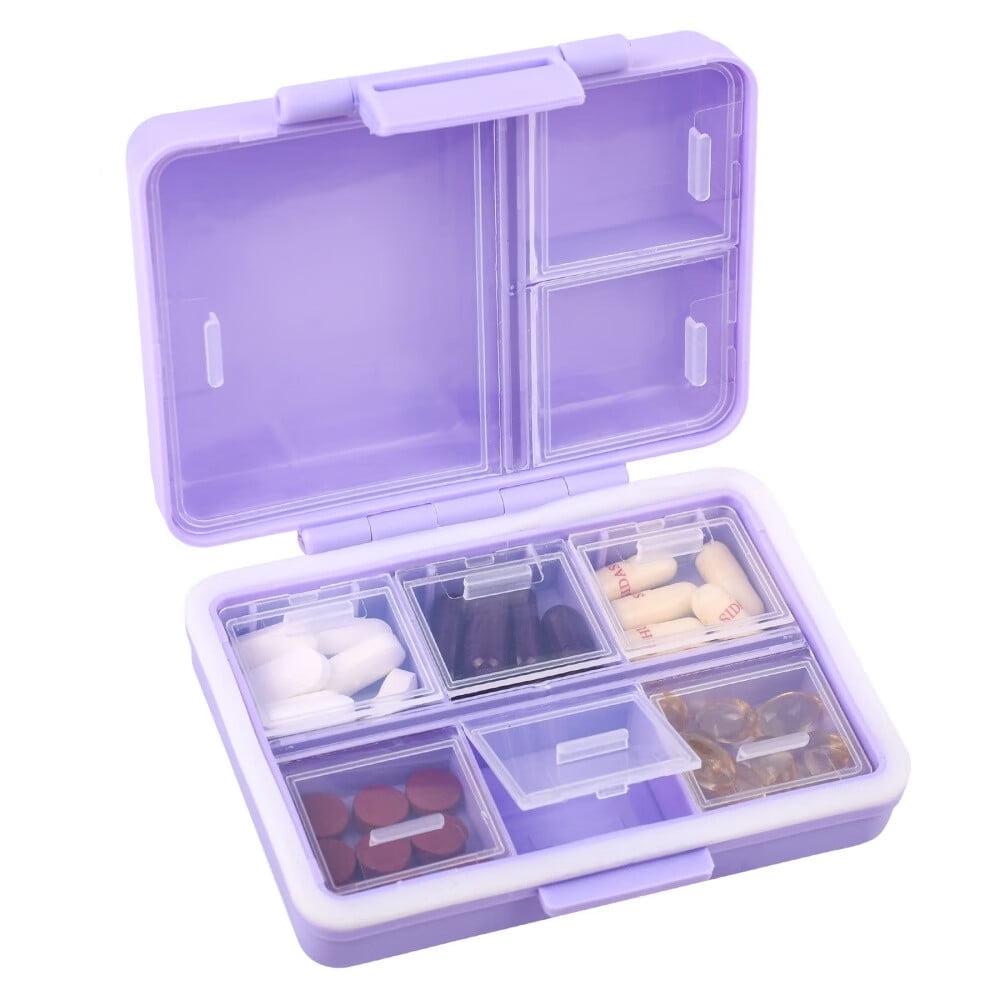 9-Grid Pill Organizer,Portable Pill Box,Large Capacity Compartments,Travel Pill Container,Medicine Dispenser,Pill Purse,Pill Case for Vitamins,Fish Oils or Supplements