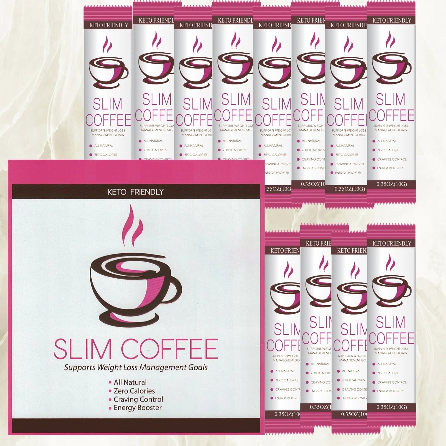 Keto Friendly Instant Slim Coffee Packets for Diet & Metabolism Support, Regular, 12 Ct