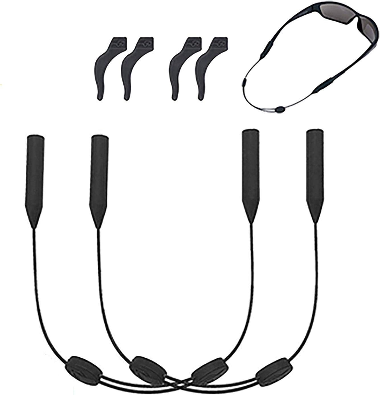 Adjustable Glasses Strap,4 Pack 16Inch Eye Glasses String Strap with Retainer Ear Cushion, Universal Fit Rope Eyewear Retainer, No Tail Anti Slip Sunglasses Strap Eyeglass Straps for Men Women