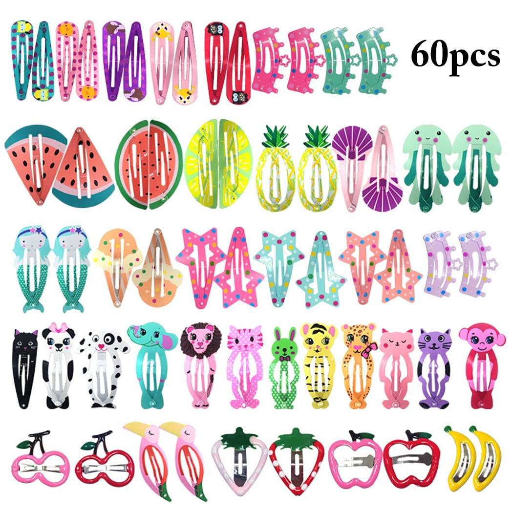 DESIN 60PCS Hair Clip Set Decorative Lovely Assorted Snap Barrette Hair Pin for Baby Girl