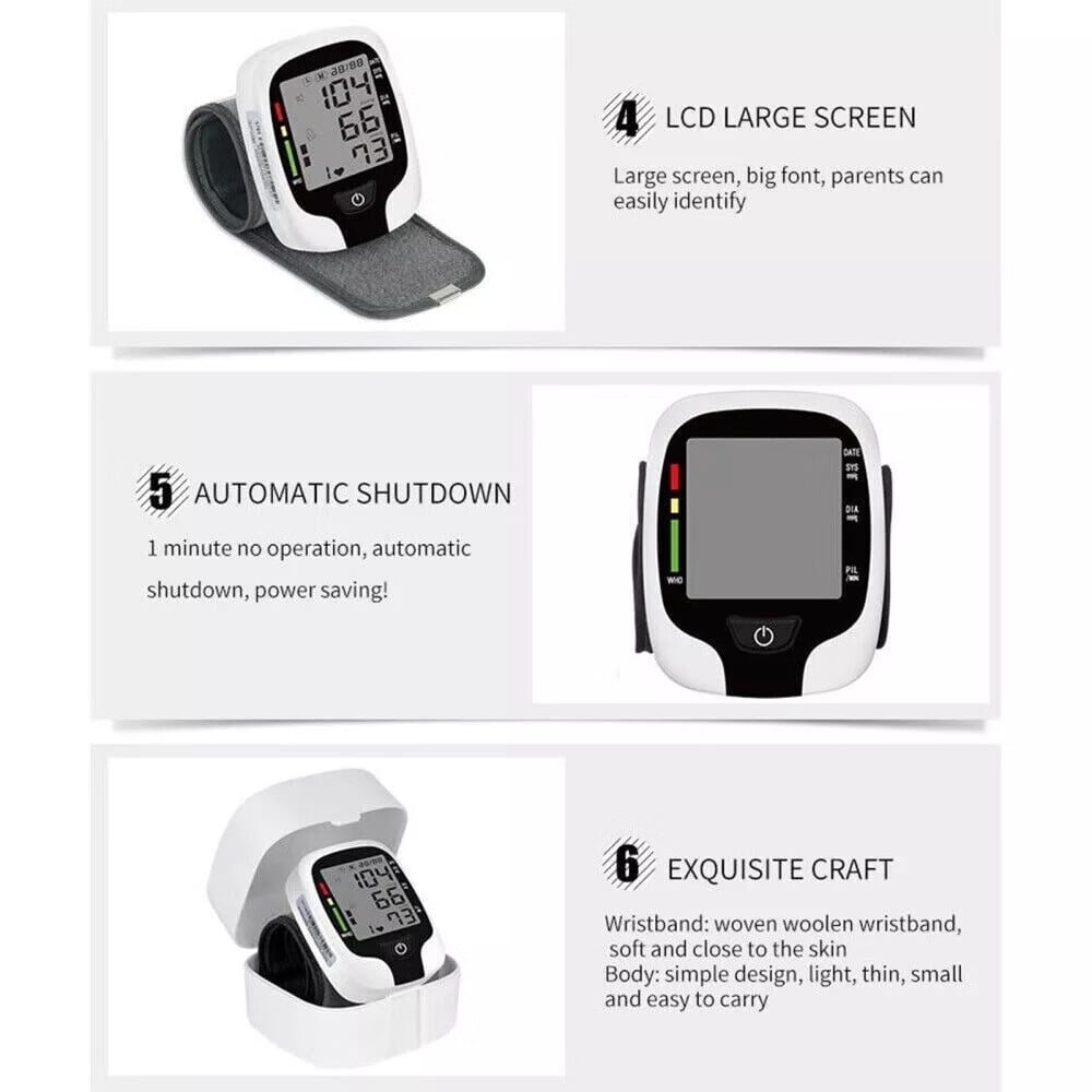 Blood Pressure Monitor,Automatic Large LCD Display Adjustable Wrist Cuff,Wrist BP Cuff for Adults