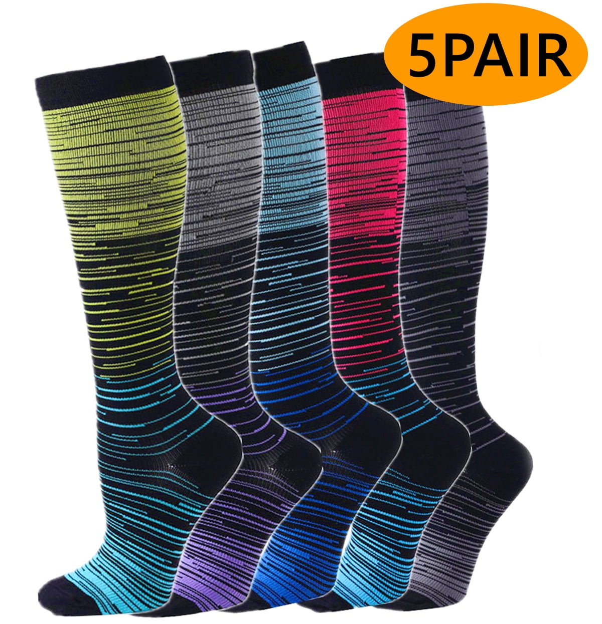 Compression Socks for Women Men Support Socks Knee High Wide Calf Socks 20-30mmhg L-XL