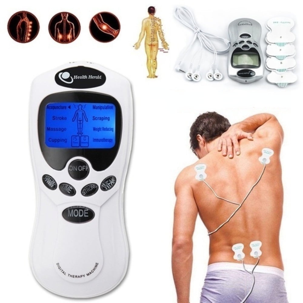 DISEN Digital Therapy Machine, Electric Therapy Massage Electronic Pulse Kit Dual-output 8 Modes with Electrode Pad (Massager+2Pairt Electrode Pad)