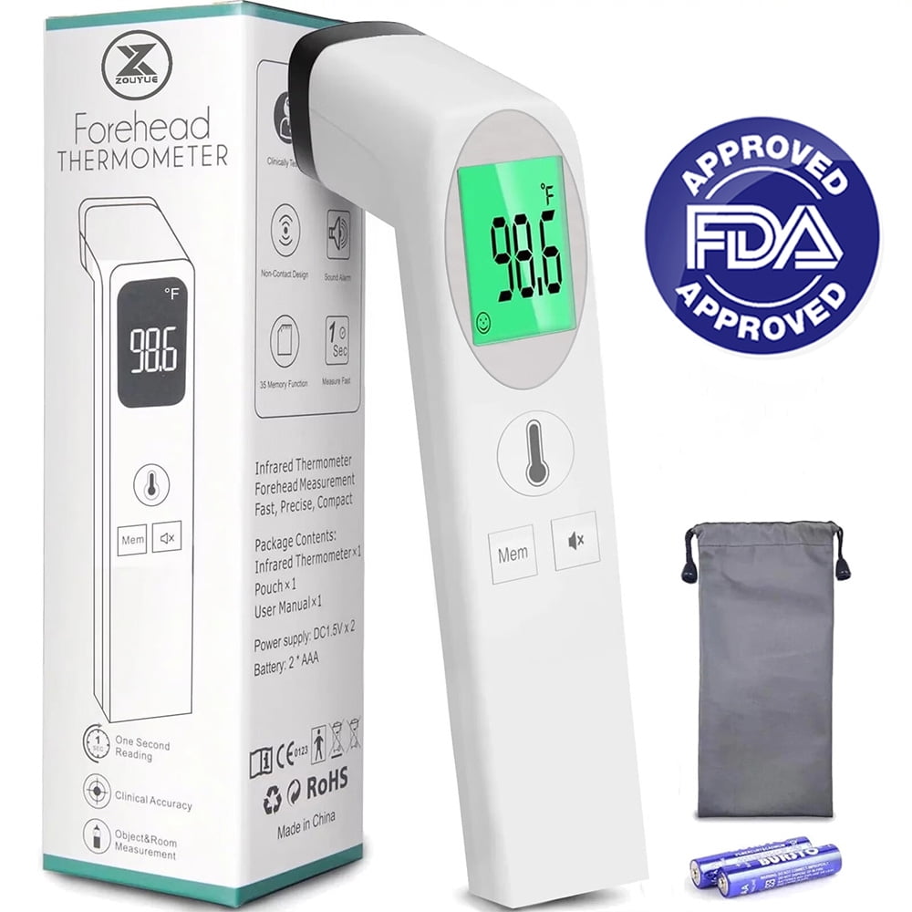 DISEN Digital Thermometer for Adults and Kids, Accurate No-Touch Infrared Thermometer with LED Display, 35 Memory & Mute Function, 1-Second Reading & Fever Alarm for the Whole Family