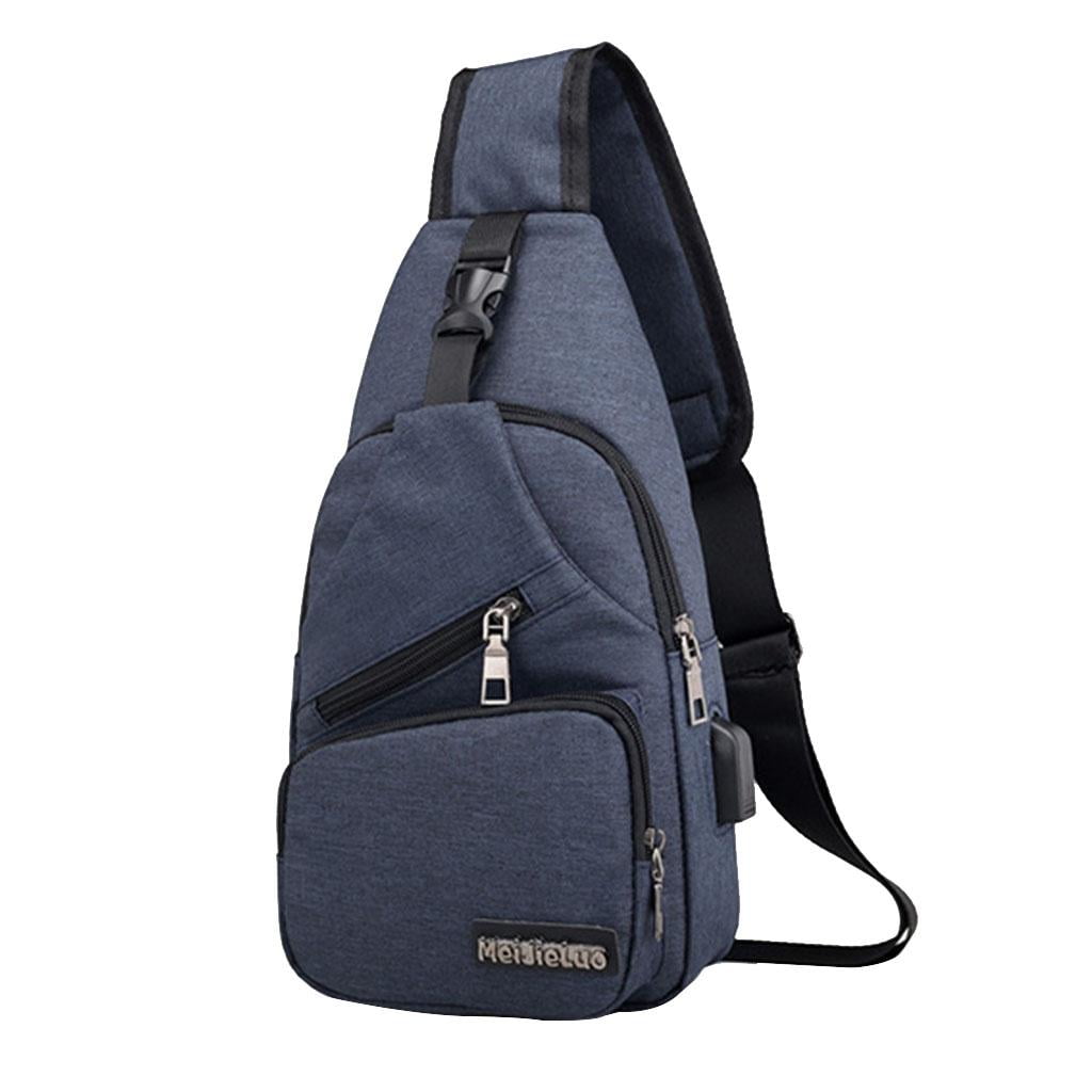 Mens Bag Chest Pack Anti Causal Cross Body Bag Daypack Dark Blue New Dark cloth