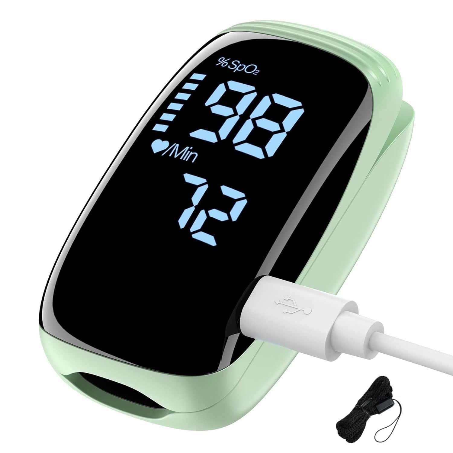 Pulse Oximeter, Rechargeable Finger Pulse Oximeter,Blood Oxygen Saturation with Pulse Monitor,Pulse OX with Lanyard
