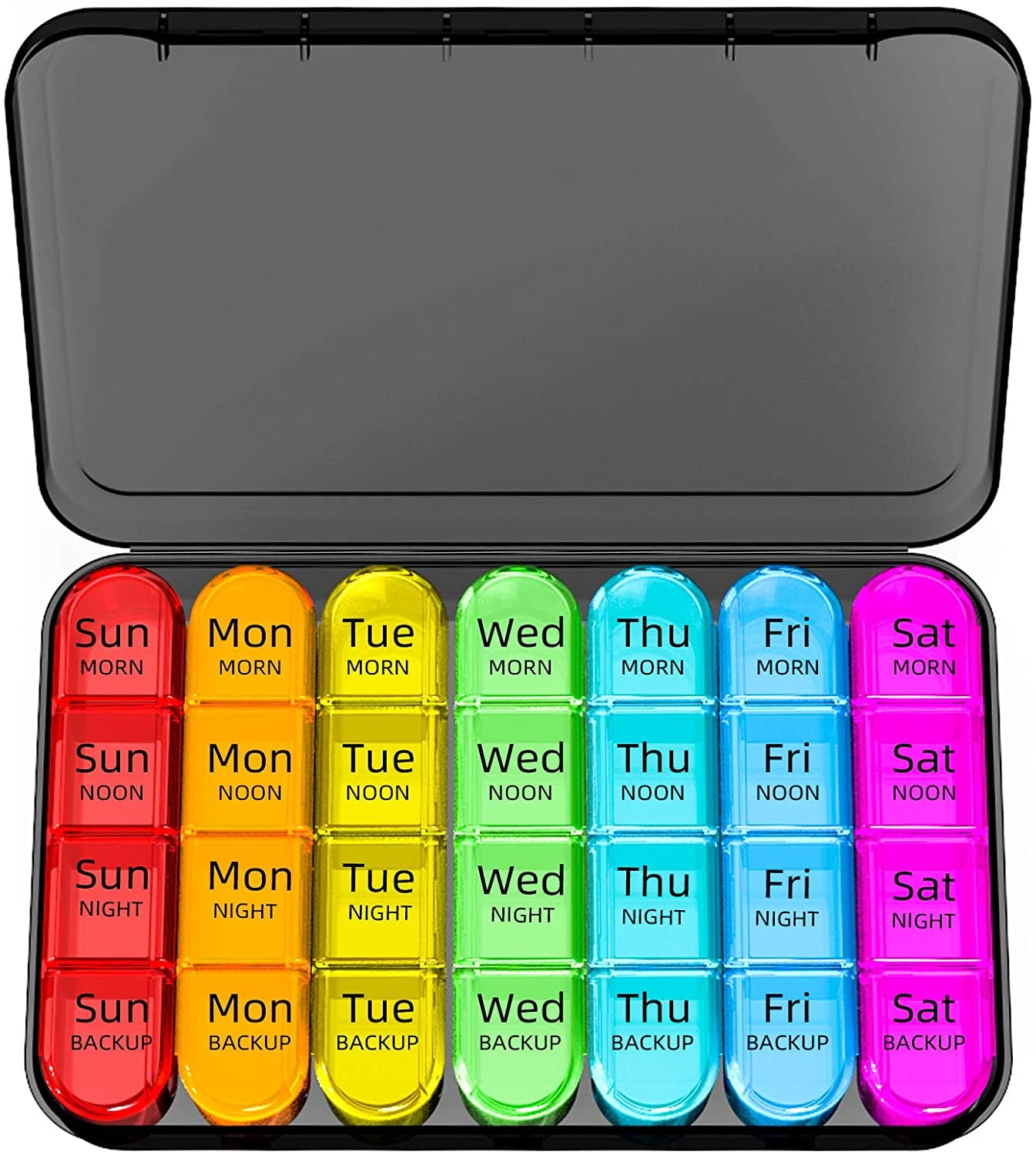 TIFOR Weekly Pill Organizer 4 Times a Day, Daily Pill Box 7 Day, Large Travel Pill Case with 28 Compartment to Hold Medicine, Vitamin and Supplement (Color)