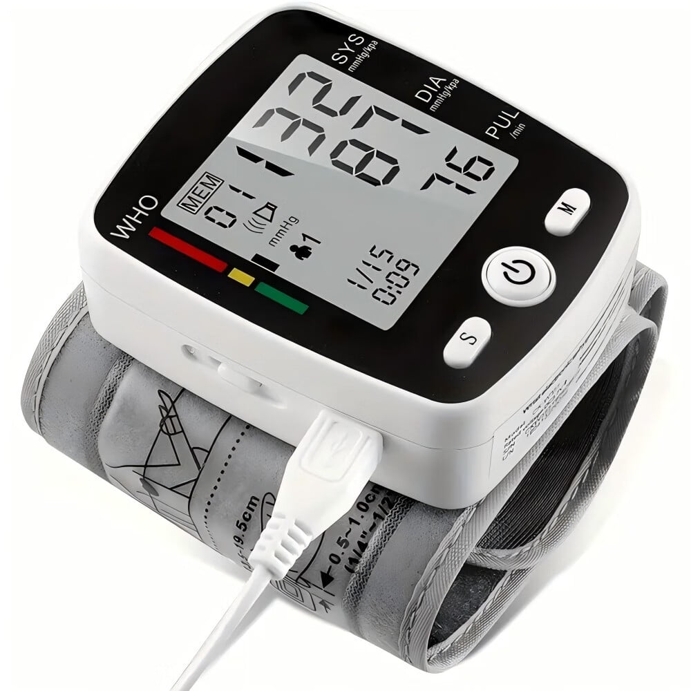 Talking Blood Pressure Monitor,Automatic Large LCD Display Adjustable Wrist Cuff,Electronic Rechargeable BP Monitors