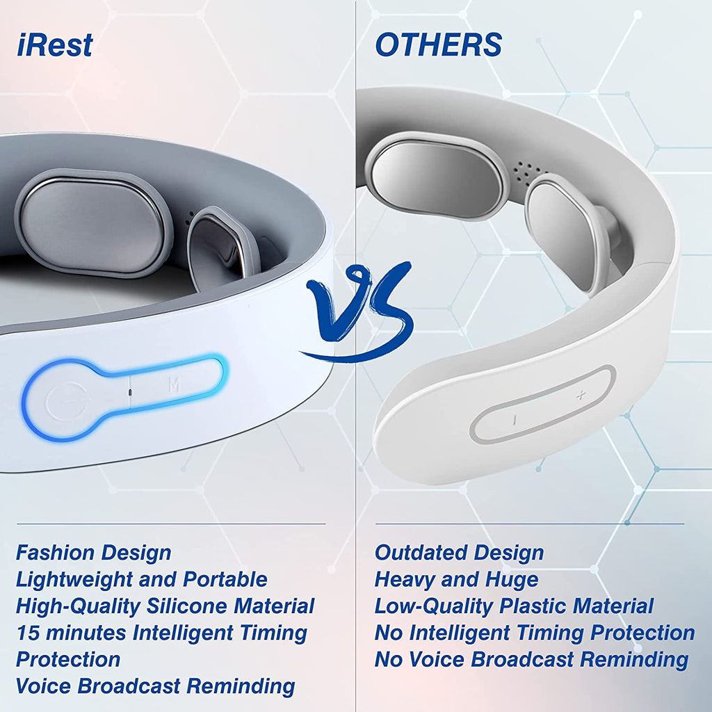 Electric Neck Massager Intelligent Massage for Pain Relief Cordless 6 Modes Gifts, White