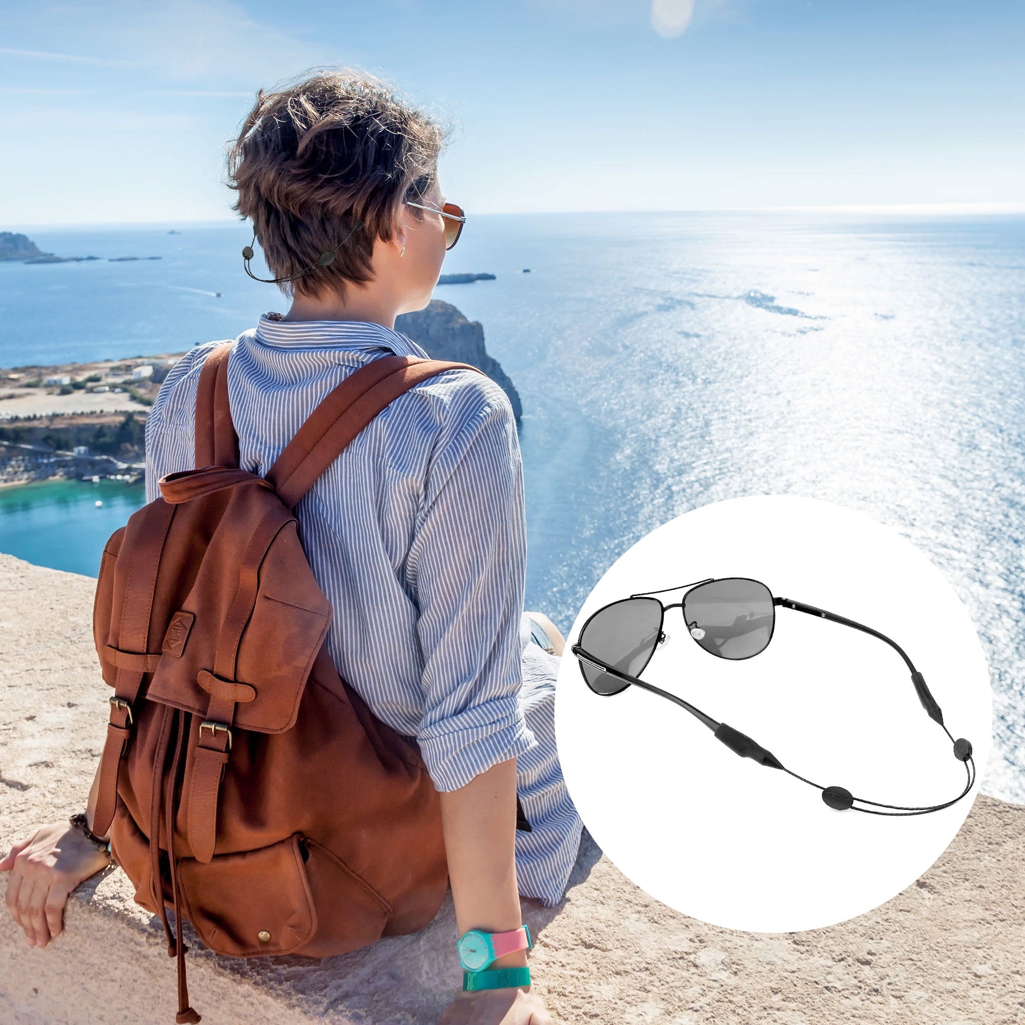 2pcs Adjustable Glasses Straps, GYDEK Silicone Eyeglass Neck String Holder, No Tail Eyewear Retainer