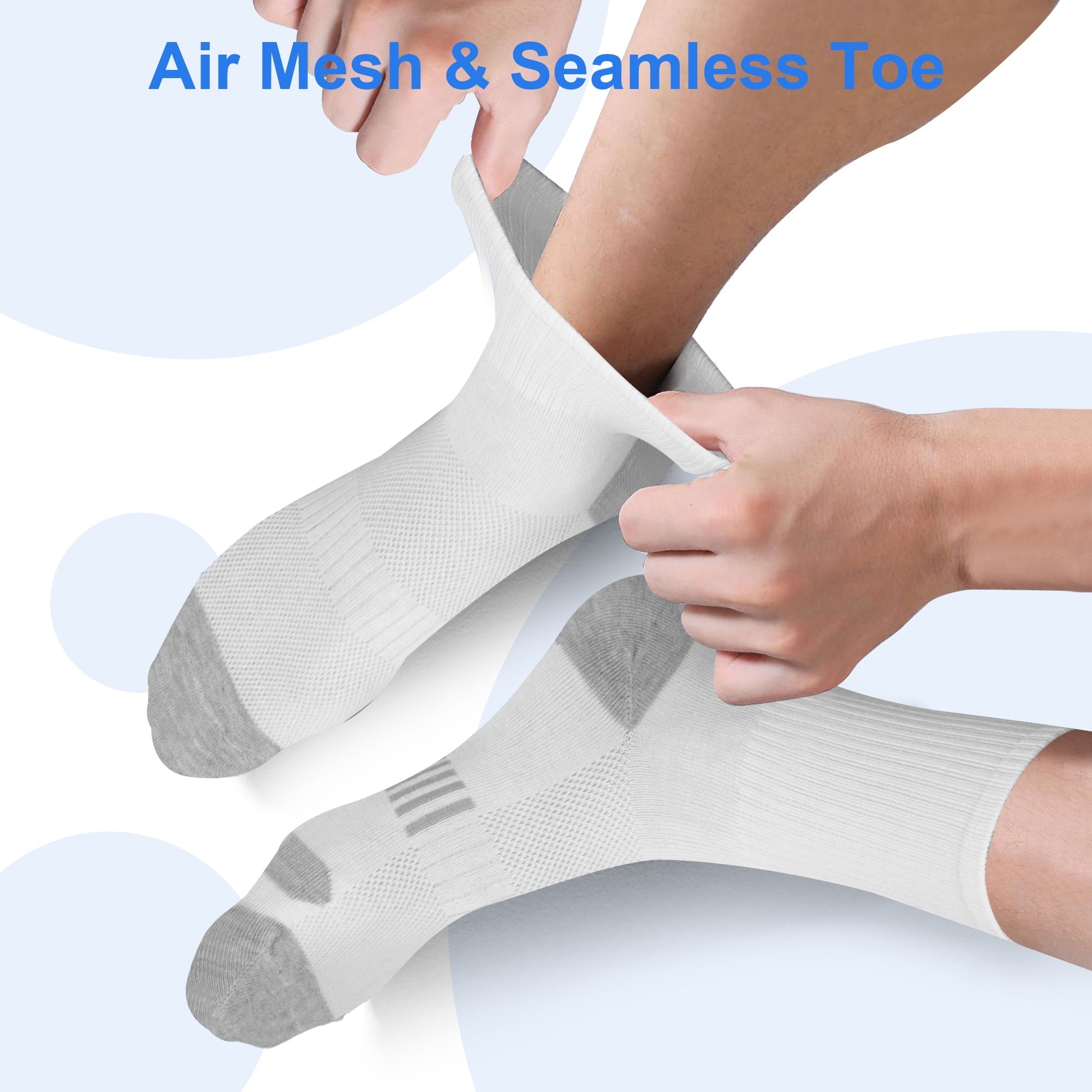 10 Pairs Men's Moisture Control Crew Socks, DISEN Cushioned Athletic Work Boot Socks, 7-11.5, Black/White