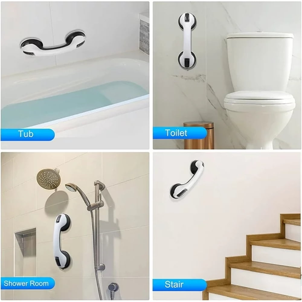 2 Pack Shower Handle Grab Bars for Bathroom,Strong Hold Suction Cup Handle, Safety Bars for Shower Chair Bench, Bathroom Grab Bar for Seniors, Elderly, Handicap ( 12 inch )