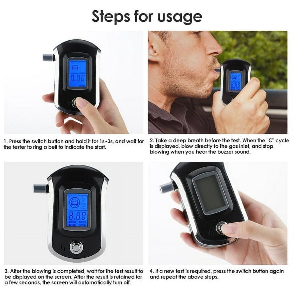 Professional Digital Breath Alcohol Tester,AT6000 Breath Drunk Driving Analyzer,Mini Alcohol Tester,Blue Backlight LCD Screen (3 XAAA Batteries Not Included)