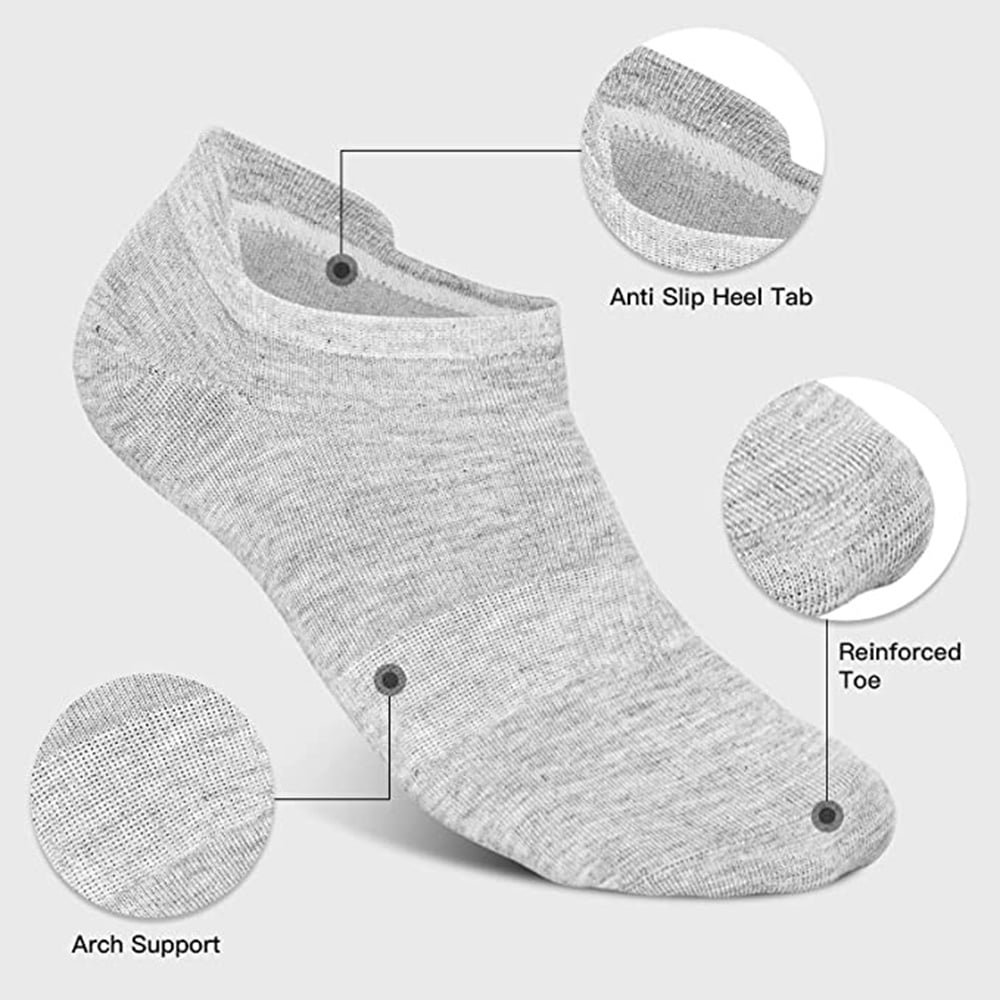 6 Pairs No Show Socks for Men,Mens Low Cut Invisible Ankle Socks,Non Slip Cotton Casual Sneaker Trainer Socks with Arch Support(7-13)