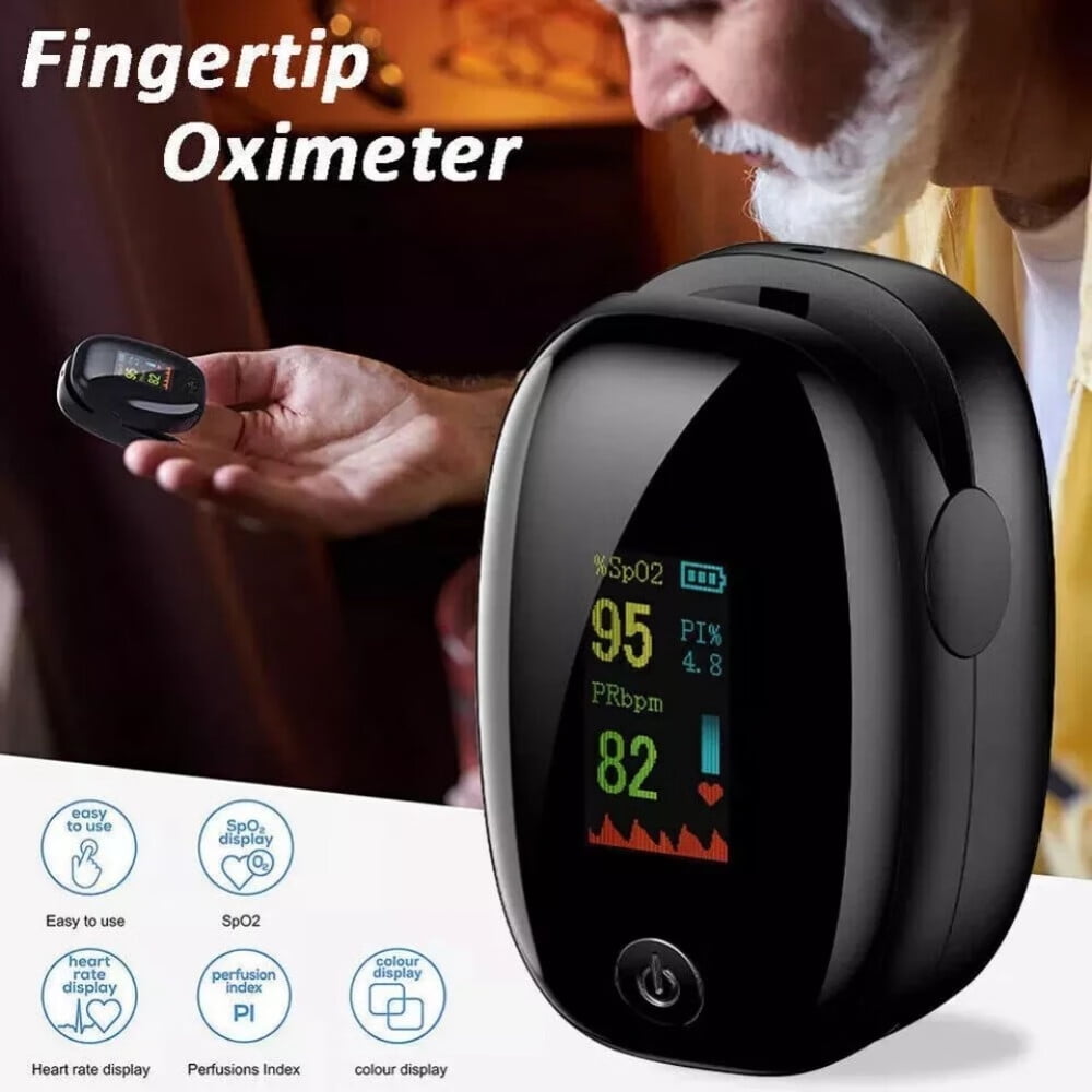 Pulse Oximeter, Accurate Blood Oxygen Saturation Level (SpO2), Perfusion Index (PI), Pulse Rate (PR), Pulse Ox with Heart Rate