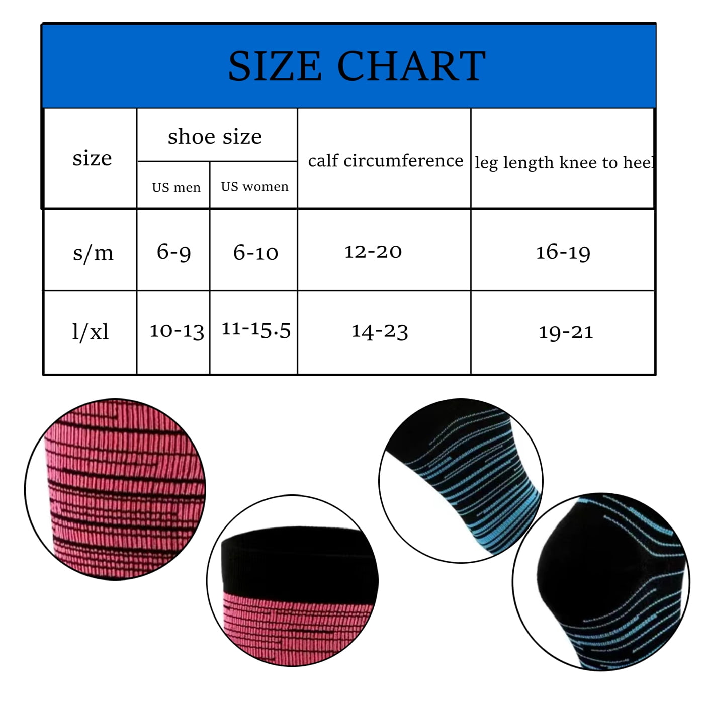 Compression Socks for Women Men Support Socks Knee High Wide Calf Socks 20-30mmhg L-XL
