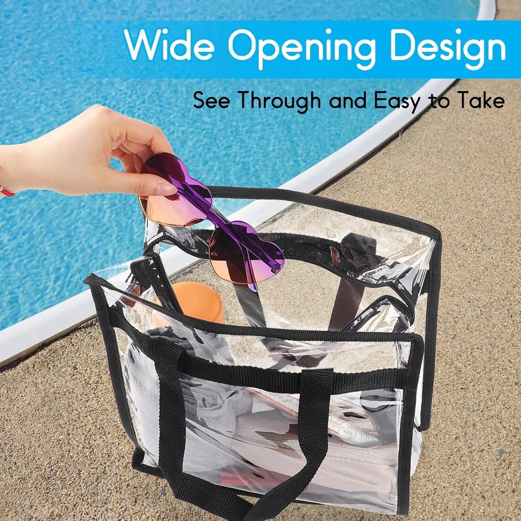 2 Pack Clear Bag for Stadium Events,12x6x12 Large Transparent Tote Bag Stadium Approved,PVC Handbags for Concert,Sporting,See Through Tote Bags