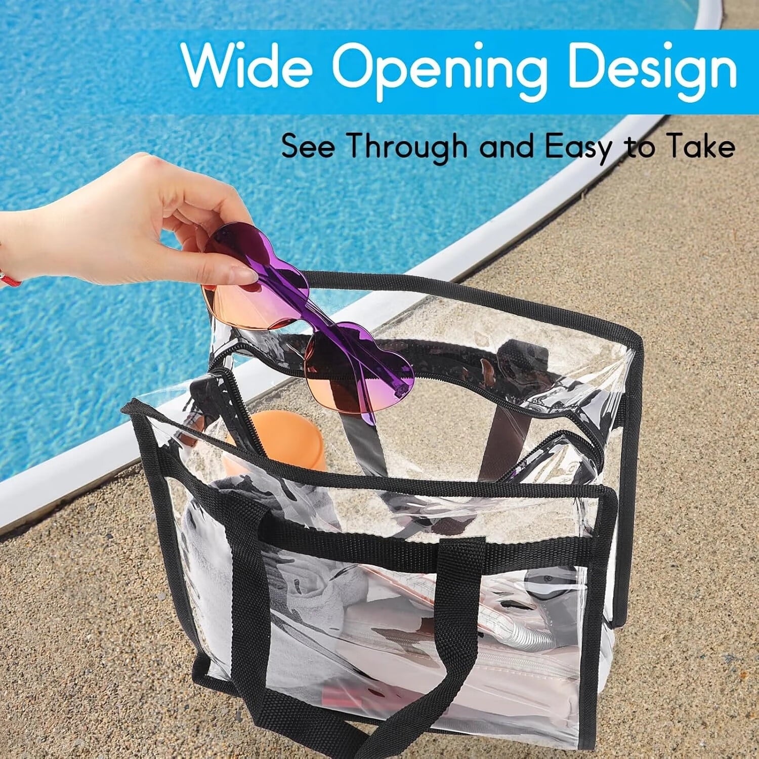 2 Pack Clear Bag for Stadium Events,12x6x12 Large Transparent Tote Bag Stadium Approved,PVC Handbags for Concert,Sporting,See Through Tote Bags