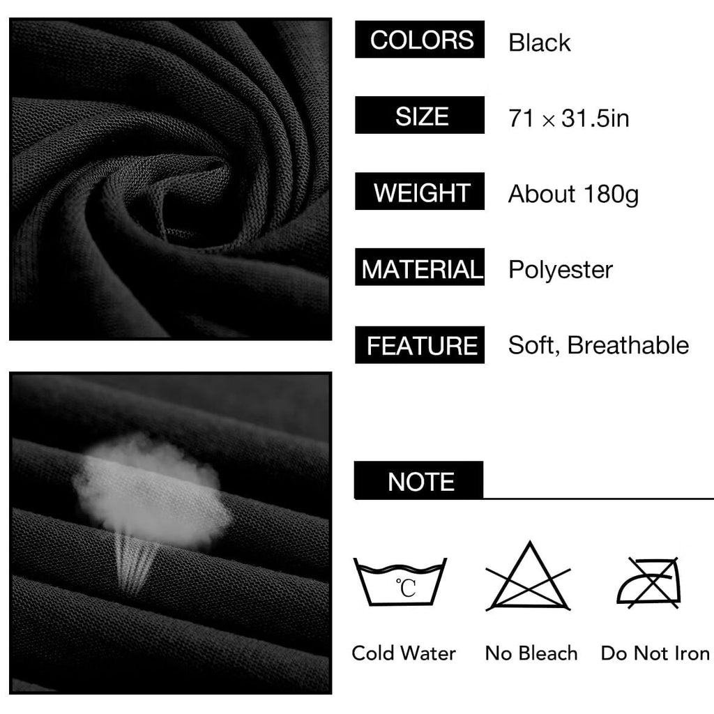 ZOUYUE Stretch Jersey Turban Head Wraps Long Solid Color African Shawl Hair Scarfs Lightweight Breathable Head Bands Ties for Black Women(Black)