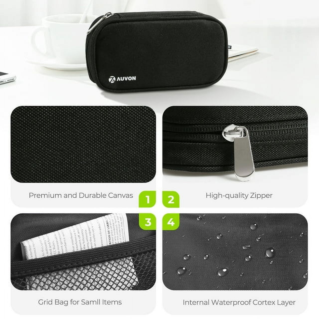 Pill Box Weekly Pill Organizer 2 Times a Day Canvas Bag, Large AM/PM Pill Box 7 Day with Portable Zipper Cloth Bag