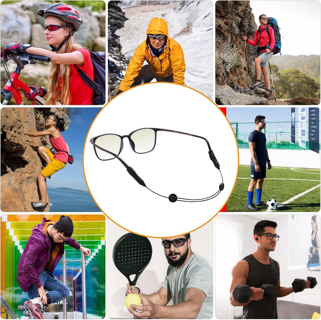 Adjustable Glasses Strap,4 Pack 16Inch Eye Glasses String Strap with Retainer Ear Cushion, Universal Fit Rope Eyewear Retainer, No Tail Anti Slip Sunglasses Strap Eyeglass Straps for Men Women