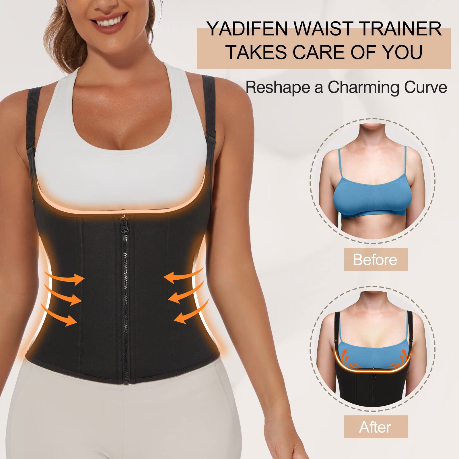 Women's Waist Training Vest,Waist Cinch Corset,Fajas Clip On Zipper Tummy Control Shapewear