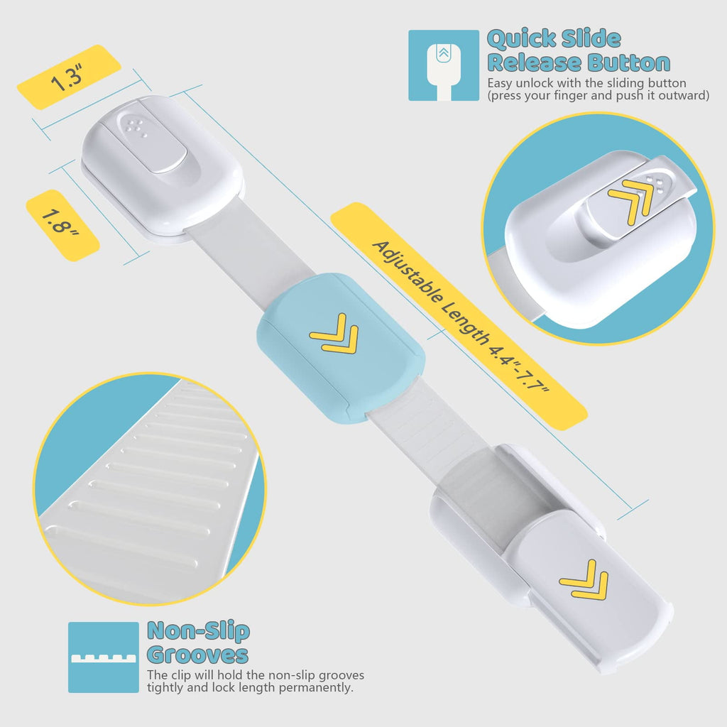 12 Pack Baby Proof Cabinet Latches,Childproof Drawer Latches,Adjustable No Drilling Child Safety Cabinet Locks Straps Baby Drawer Locks for Kids Baby Safety