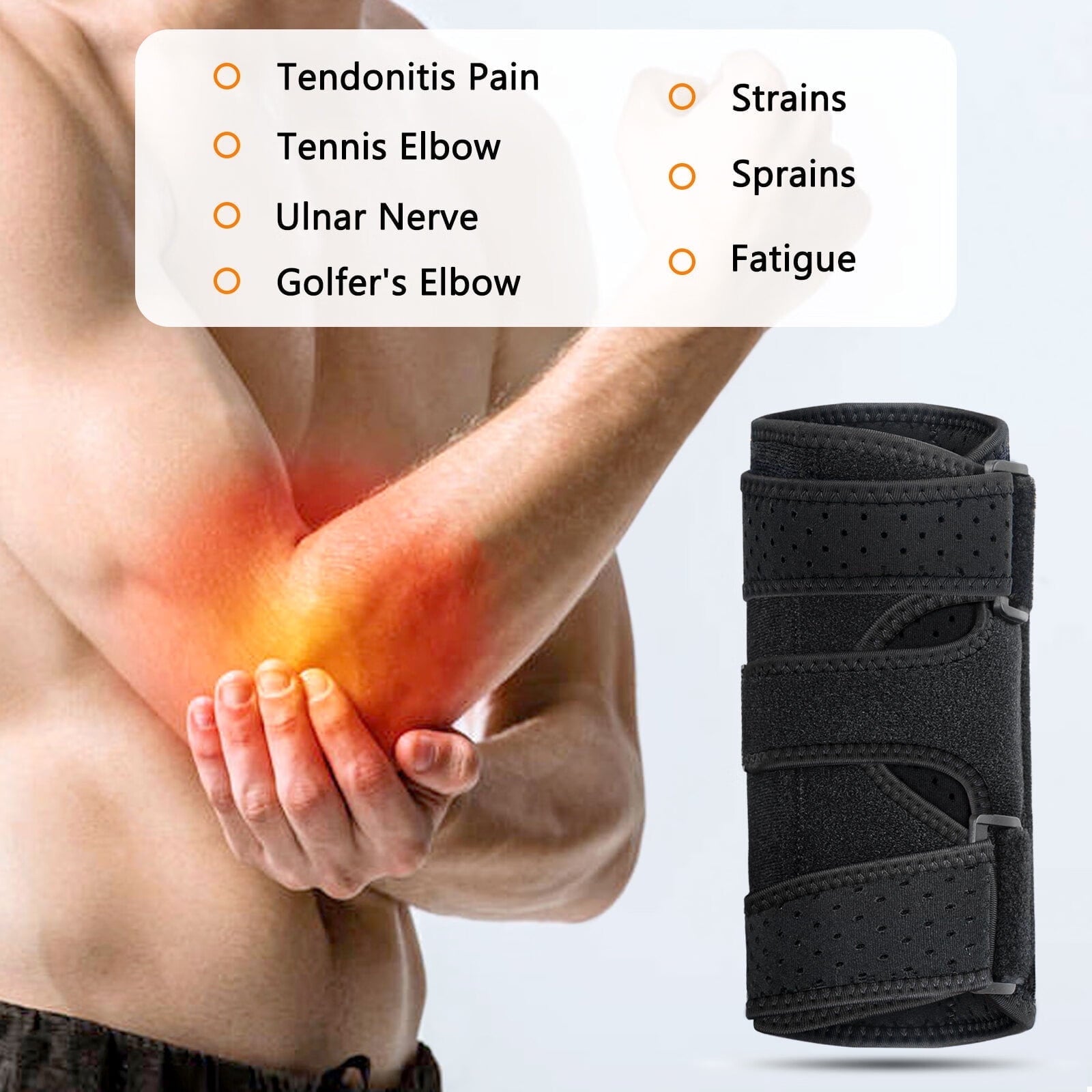 1 Pcs Tennis Elbow Brace,Night Sleep Elbow Support,Comfortable Elbow Splint,Adjustable Stabilizer with 2 Removable Metal Splints for Cubital Tunnel Syndrome,Tendonitis,Elbow sleeve for Men,Women