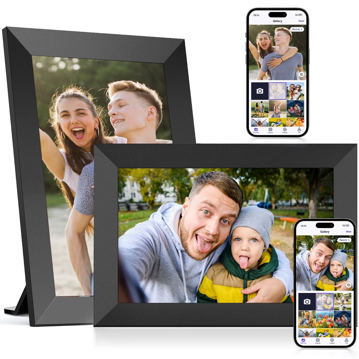 10.1 inch Digital Picture Frame, 32GB IPS Smart Digital Photo Frame with Wifi and App, SAuto-Rotate, Father's Day Gift