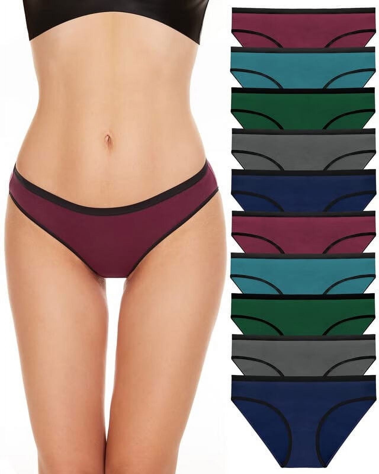 10-Pack Women's Low Rise Briefs,Cotton Underwear for Women,Hipster Panties Stretch Bikini Underwear