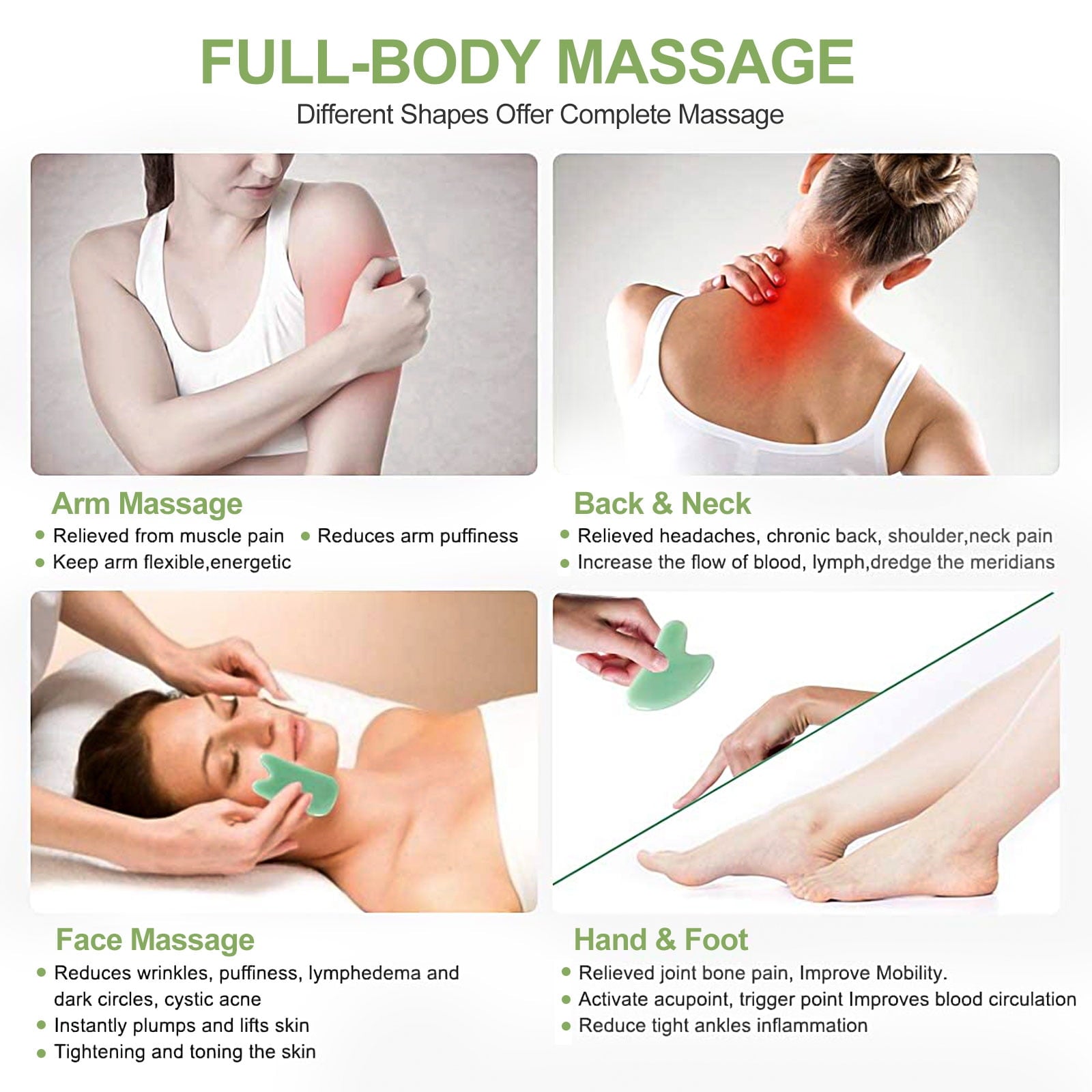 7pcs Gua Sha Massage Tools Set, DISEN Natural Resin Guasha Facial Massager GuaSha Scraping Jade Roller Kit for Face and Body, Skincare Gua Sha Boards for SPA Acupuncture Therapy