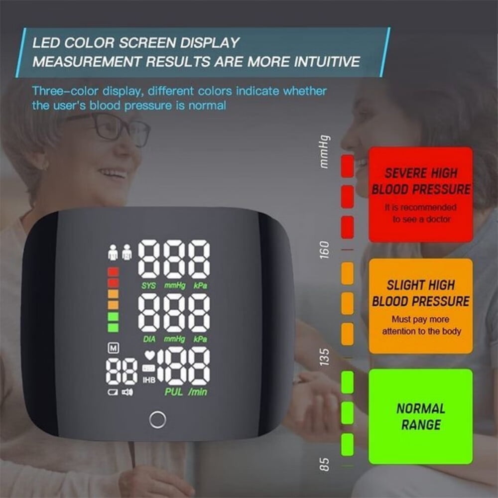 Blood Pressure Monitor,Adjustable Wrist Blood Pressure Cuff,Automatic Blood Pressure Machine for Home Use,Irregular Heartbeat Detector