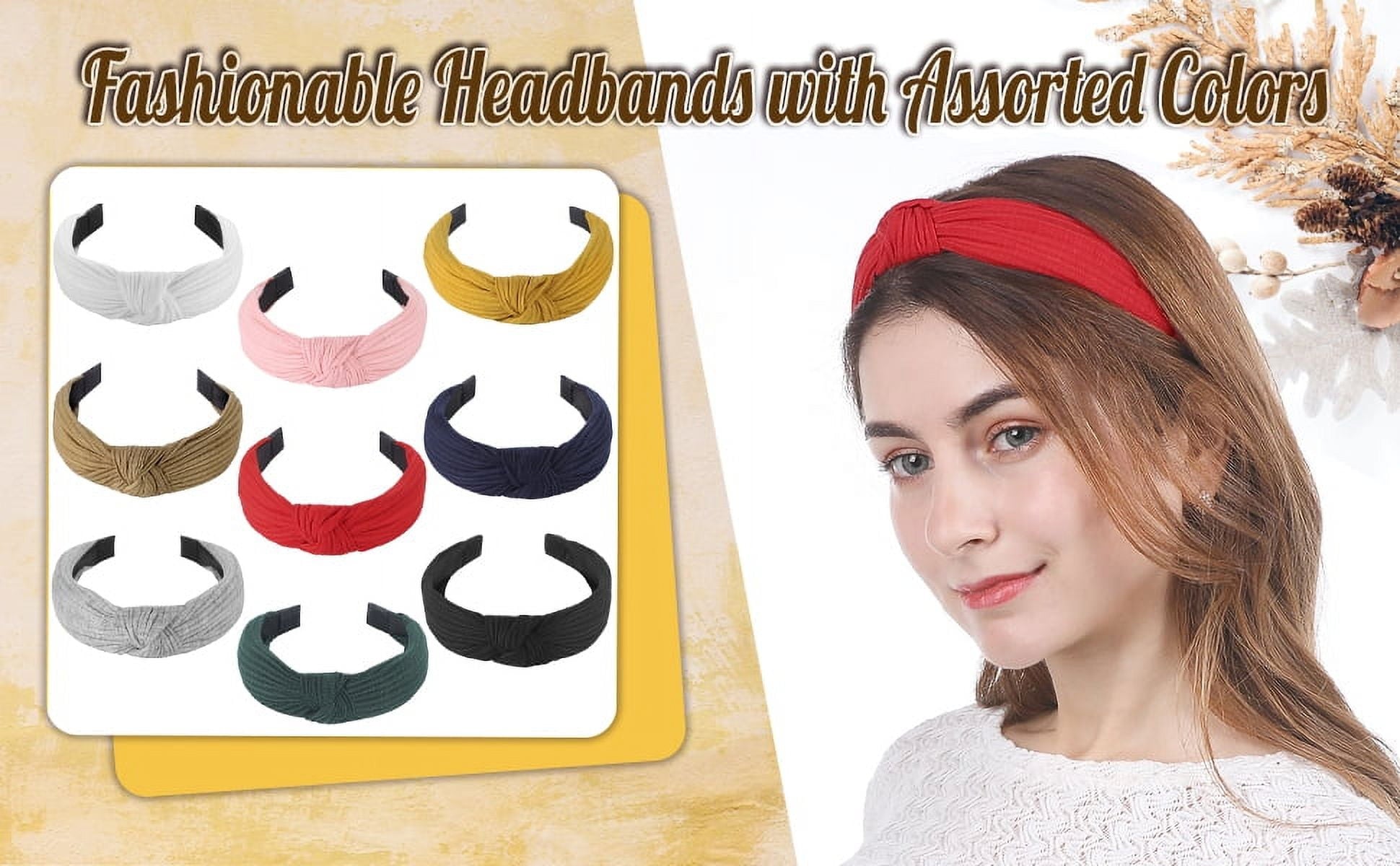12 Pack Headbands for Women, Non-slip Knotted Headbands with Soft Fabric, Womens Headbands Wide Headbands Fabric Headbands for Girls Hair Accessories for Women