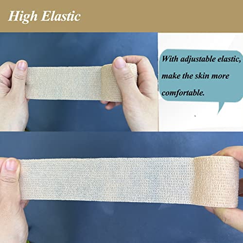 12 Pack Self Adhesive Bandage Wrap,2 Inches 5 Yards Black Vet Wrap Breathable Flexible Stretchy Cohesive Bandage for First Aid,Sprains Protection