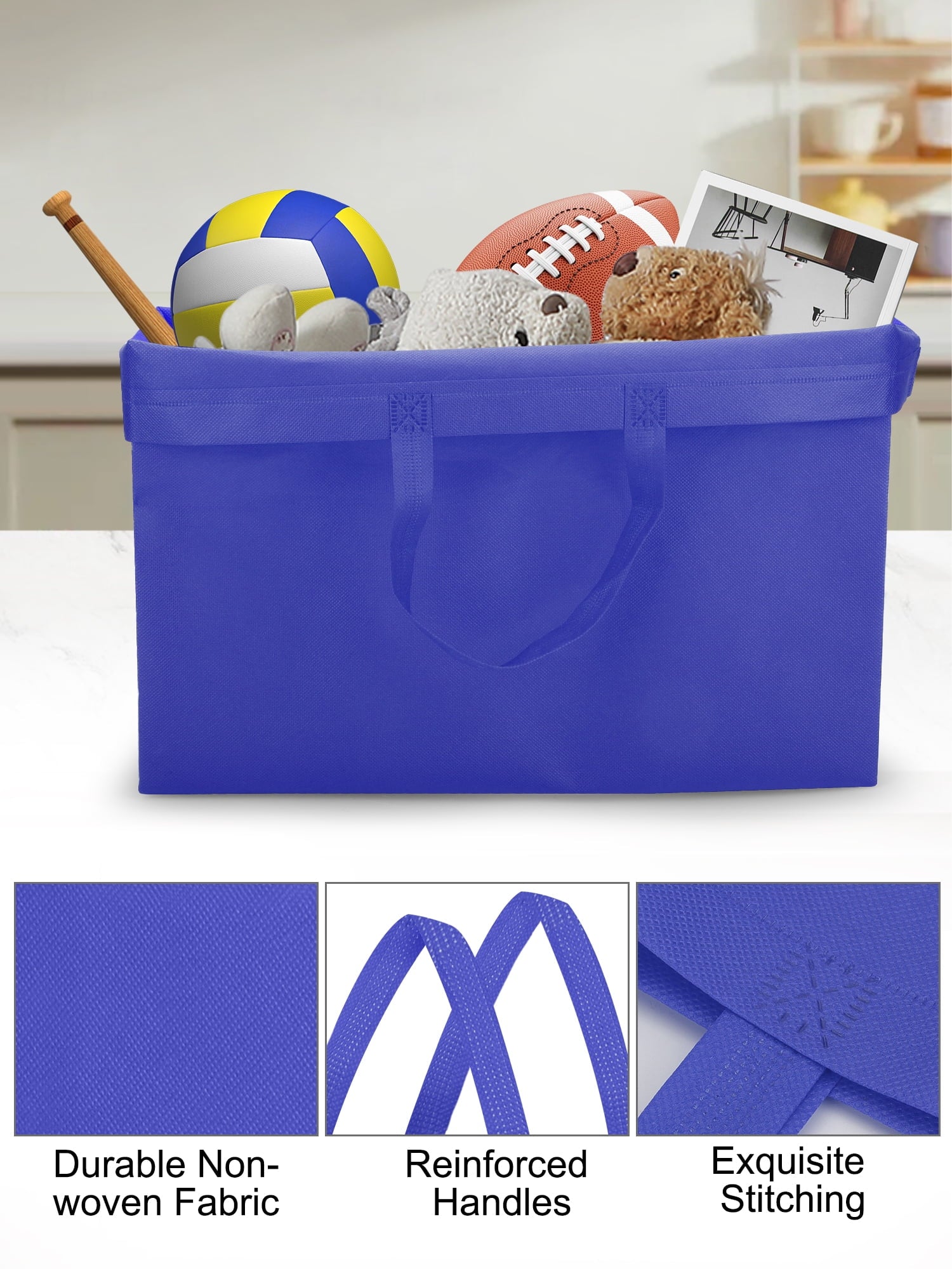 10Pcs Non-Woven Shopping Bags, 19L Reusable Grocery Tote Bags, 18x5x14, Multi-color