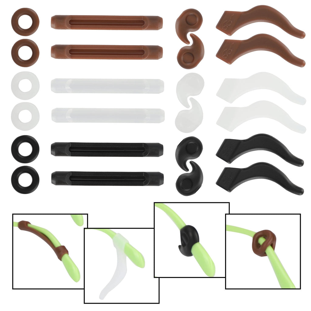 12pairs Glasses Retainers - Silicone Eyeglass Ear Grip Hooks, Glasses Holder, Eyeglass Temple Tips and Stoppers