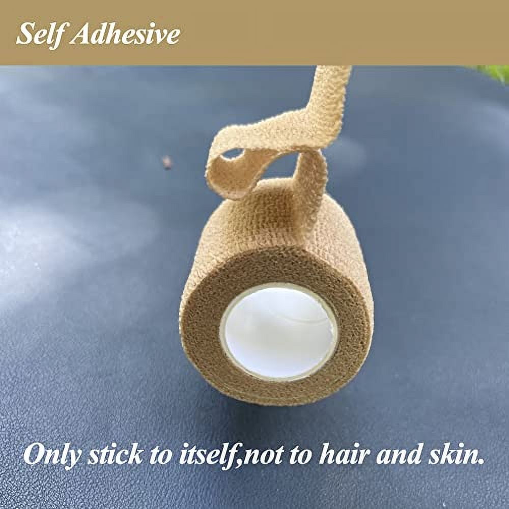 12 Pack Self Adhesive Bandage Wrap,2 Inches 5 Yards Black Vet Wrap Breathable Flexible Stretchy Cohesive Bandage for First Aid,Sprains Protection