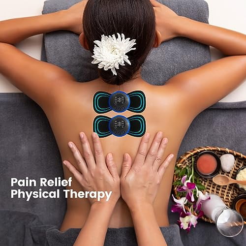 2 Mini Muscle Body Massager Host with 2 Replaceable Pads and 19 Speed 8 Modes for Relief for Full Body and Relaxation of Arm,Leg Shoulder,Waist