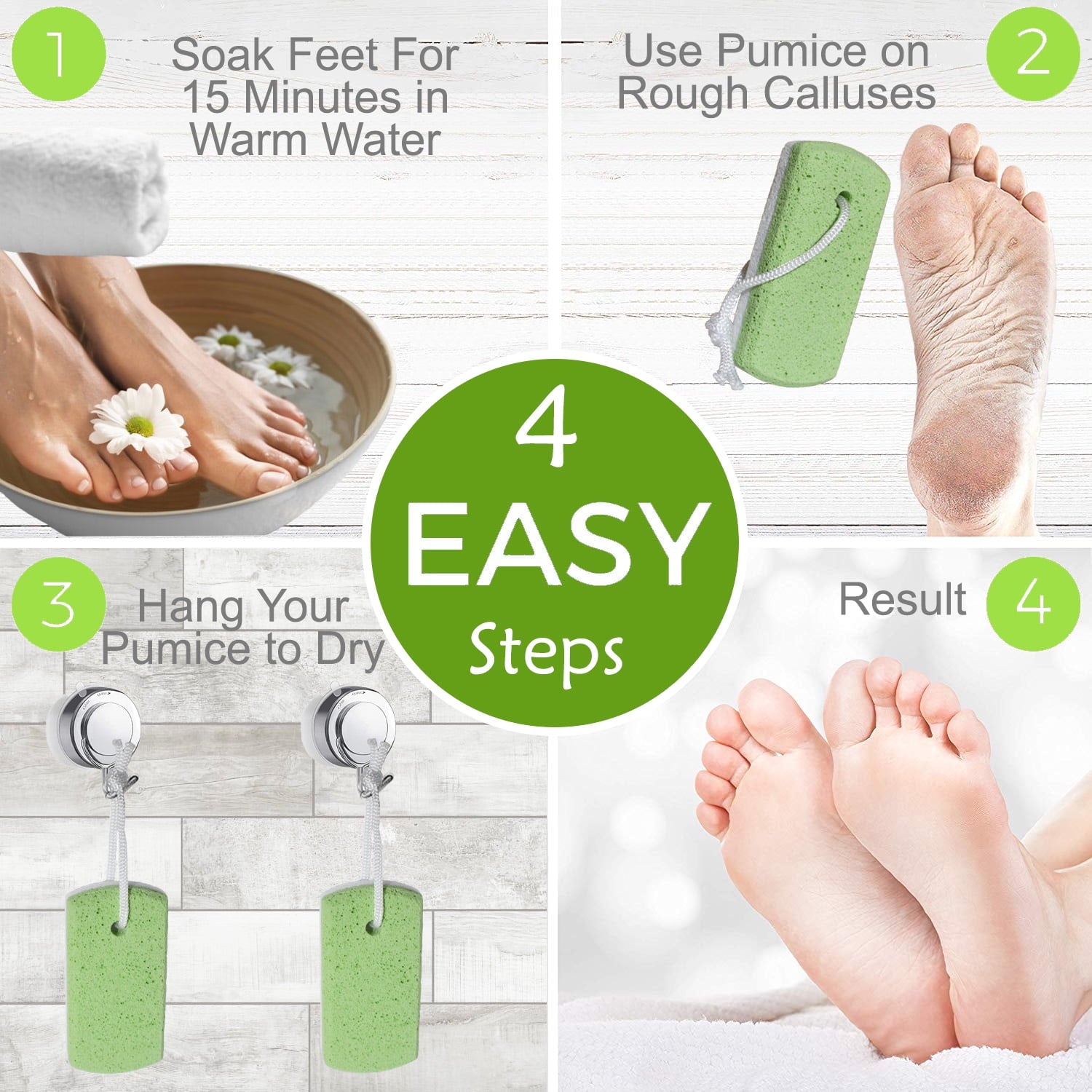 TIFOR Pumice Stone for Feet 4 Pack: Callus Remover, Dead Skin Scraper, Exfoliator for Shower Scrubber Use, Pedicure Tools, Cracked Heels Foot Care TIFOR